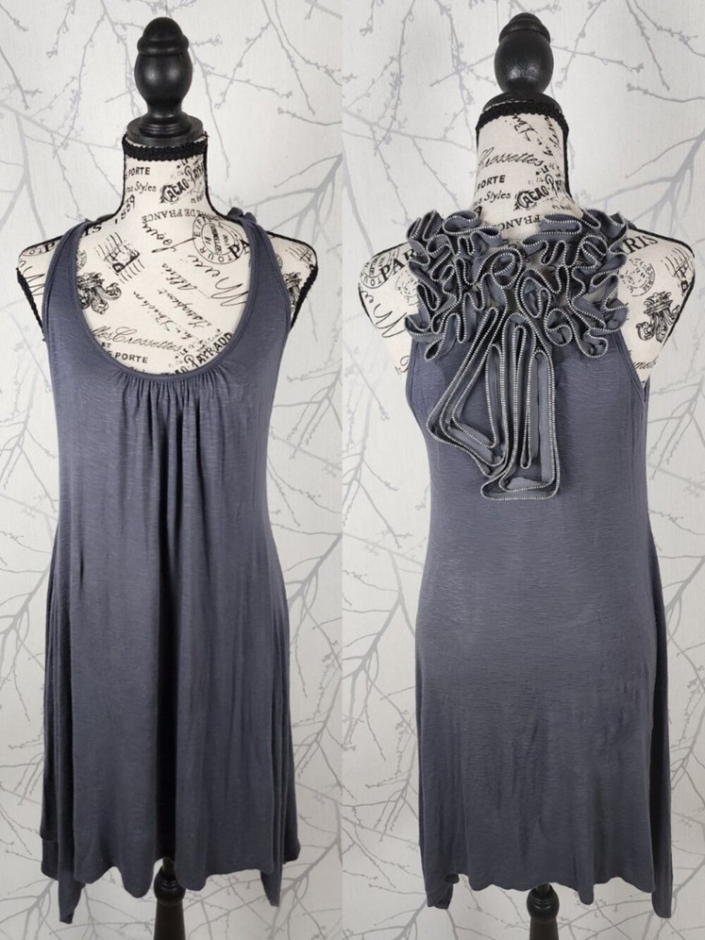Alex & Jane Stretch Jersey Artsy Zipper Ruffle Hankie Hem Dress